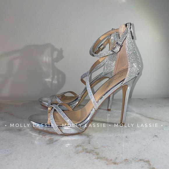 Galen Strappy Platform Sandal JEWEL BADGLEY MISCHKA Silver Glitter - Picture 13 of 14